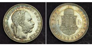 1 Forint Imperio austrohúngaro (1867-1918) Plata Franz Joseph I (1830 - 1916)