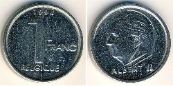 1 Franc Belgio Acciaio/Nichel Albert II dei Belgi