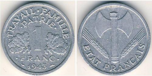 1 Franc Vichy France (1940-1944) Alluminio 
