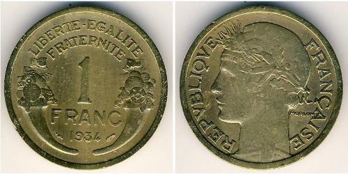 1 Franc Terza Repubblica francese (1870-1940)  Alluminio/Bronzo 