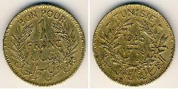 1 Franc Tunisia Alluminio/Bronzo 
