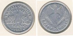 1 Franc Vichy France (1940-1944) Aluminio 