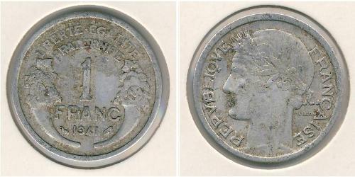 1 Franc Vichy France (1940-1944) Aluminio 