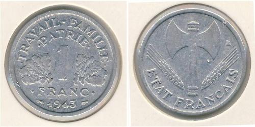 1 Franc Vichy France (1940-1944) Aluminium 