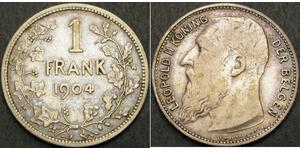1 Franc Belgique Argent Leopold II (1835 - 1909)