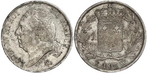 1 Franc Kingdom of France (1815-1830) / France Argent Louis XVIII de France  (1755-1824)