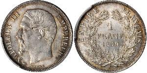 1 Franc Second Empire (1852-1870) Argent Napoleon III (1808-1873)