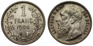 1 Franc Belgio Argento Leopold II (1835 - 1909)