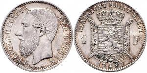 1 Franc Belgio Argento Leopold II (1835 - 1909)
