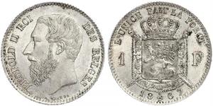1 Franc Belgio Argento Leopold II (1835 - 1909)