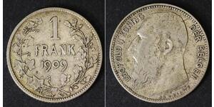 1 Franc Belgio Argento Leopold II (1835 - 1909)