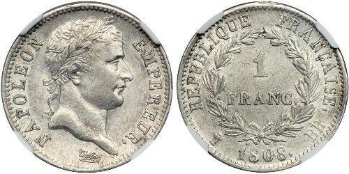 1 Franc Primo Impero francese (1804-1814) Argento 