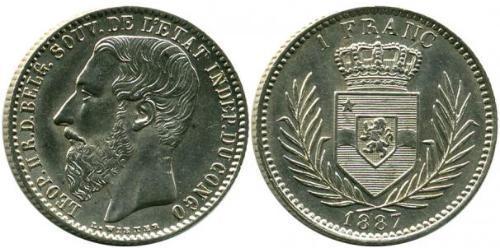 1 Franc Stato Libero del Congo (1885 - 1908) Argento Leopold II (1835 - 1909)