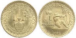 1 Franc Monaco (1297 - ) Bronze Louis II de Monaco (1870-1949)
