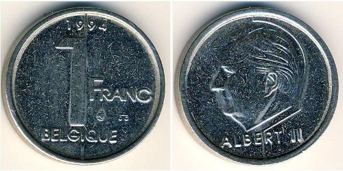 1 Franc Belgien Nickel/Stahl Albert II