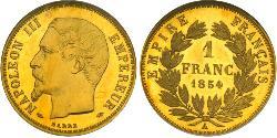 1 Franc Segundo Imperio francés (1852-1870) Oro Napoleon III (1808-1873)