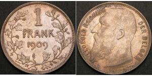 1 Franc Bélgica Plata Leopold II (1835 - 1909)