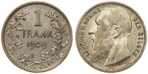 1 Franc Bélgica Plata Leopold II (1835 - 1909)
