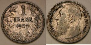 1 Franc Bélgica Plata Leopold II (1835 - 1909)
