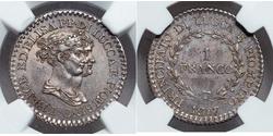 1 Franc Italian city-states Plata Carlos Félix de Cerdeña