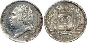 1 Franc Reino de Francia (1815-1830) / Francia Plata Luis XVIII de Francia (1755-1824)