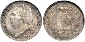 1 Franc Reino de Francia (1815-1830) / Francia Plata Luis XVIII de Francia (1755-1824)