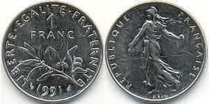 1 Franc Francia Rame/Argento/Nichel 