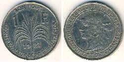 1 Franc Guadalupa (1648 - ) Rame/Nichel 