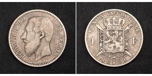 1 Franc Belgien Silber Leopold II (1835 - 1909)