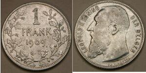 1 Franc Belgien Silber Leopold II (1835 - 1909)