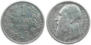 1 Franc Belgien Silber Leopold II (1835 - 1909)