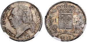 1 Franc Kingdom of France (1815-1830) / Frankreich Silber Ludwig XVIII (1755-1824)