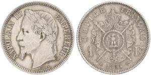 1 Franc Zweites Kaiserreich (1852-1870) Silber Napoleon III (1808-1873)