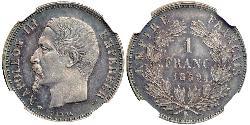 1 Franc Second French Empire (1852-1870) Silver Napoleon III (1808-1873)