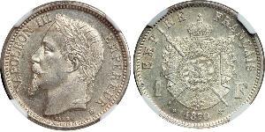 1 Franc Second French Empire (1852-1870) Silver Napoleon III (1808-1873)