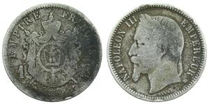 1 Franc Second French Empire (1852-1870) Silver Napoleon III (1808-1873)