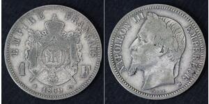 1 Franc Second French Empire (1852-1870) Silver Napoleon III (1808-1873)
