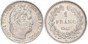 1 Franc 七月王朝 (1830 - 1848) 銀 路易-菲利普一世 (1773 -1850)