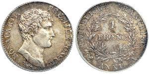1 Franc 法兰西第一帝国 (1804 - 1814) 銀 拿破仑一世(1769 - 1821)