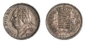 1 Franc 波旁复辟 / 法国 銀 路易十八 (1755 - 1824)