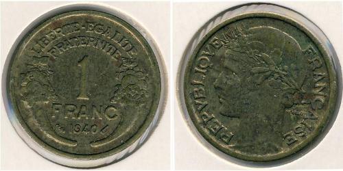 1 Franc 法兰西第三共和国 (1870 - 1940) 青铜 