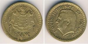 1 Franc 摩纳哥 (1297 - ) 青铜/铝 路易二世 (摩纳哥) (1870 - 1949)