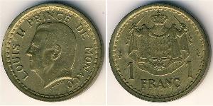 1 Franc 摩纳哥 (1297 - ) 青铜/铝 路易二世 (摩纳哥) (1870 - 1949)