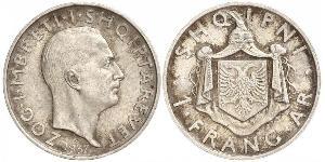 1 Franga Ari 阿尔巴尼亚王国 (1928 - 1939) 銀 Zog I, Skanderbeg III of Albania