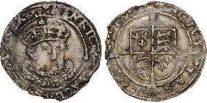 1 Groat Reino de Inglaterra (927-1649,1660-1707) Plata Enrique VIII (1491 - 1547)