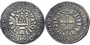 1 Gros Tournois 中世纪的法国 銀 腓力五世 (法兰西) (1292 - 1322)