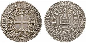 1 Gros Tournois 中世纪的法国 銀 腓力五世 (法兰西) (1292 - 1322)