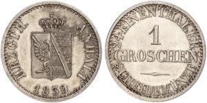 1 Groschen Anhalt-Bernburg (1603 - 1863) Argento Alessandro Carlo di Anhalt-Bernburg(1805 – 1863)