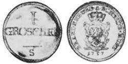 1 Groschen Principato di Ansbach (1398–1792) Biglione Argento Cristiano Federico di Brandeburgo-Ansbach(1736 – 1806)