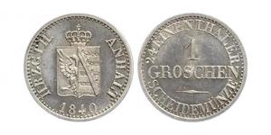 1 Groschen Anhalt-Bernburg (1603 - 1863) Silver Alexander Karl, Duke of Anhalt-Bernburg (1805 – 1863)